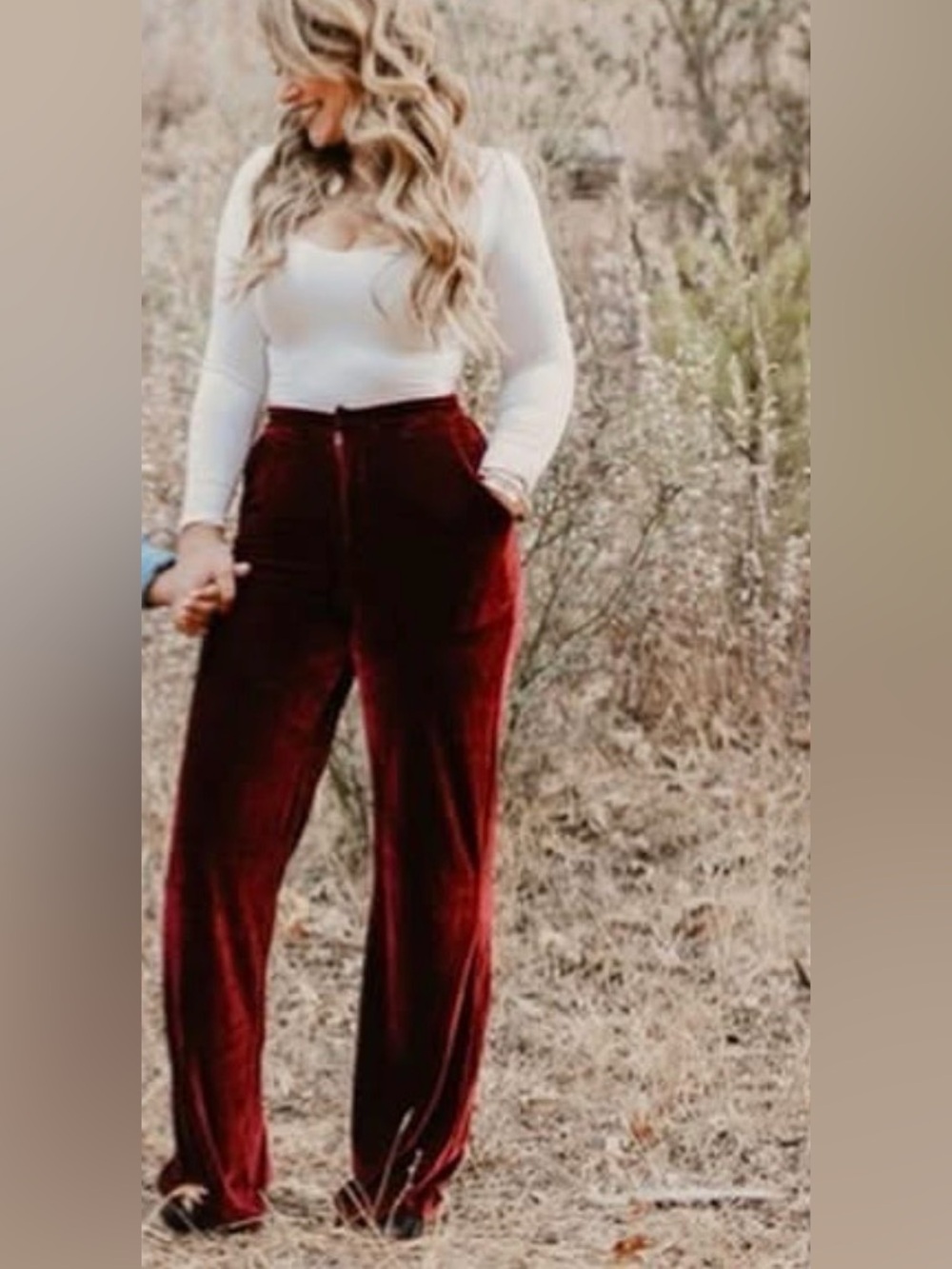 Windsor Velvet High-Rise Wide-Leg Pants - Wine